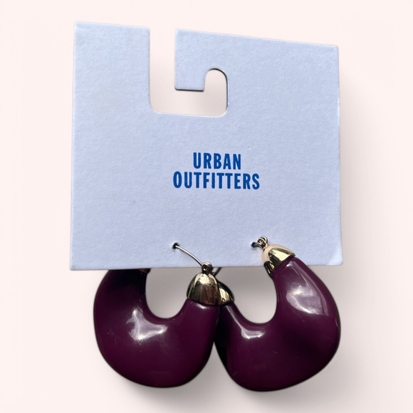 Urban Outfitters Jewelry - Urban Outfitters Chunky Purple/Gold Hoop Earrings NWT